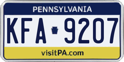 PA license plate KFA9207