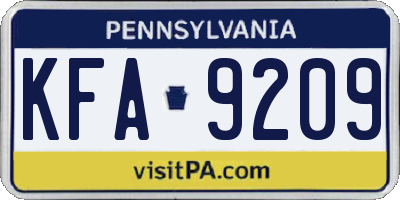 PA license plate KFA9209