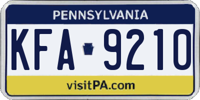 PA license plate KFA9210
