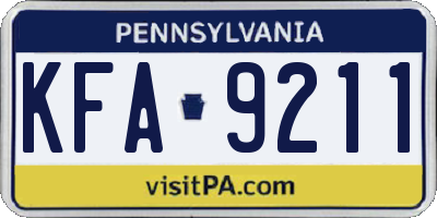 PA license plate KFA9211