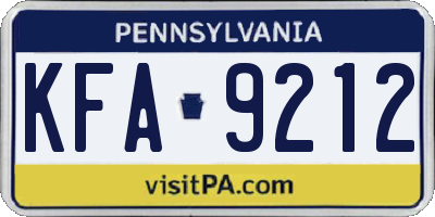 PA license plate KFA9212