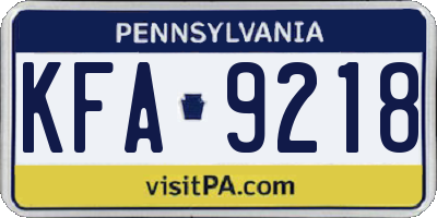 PA license plate KFA9218