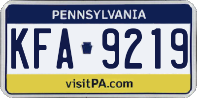PA license plate KFA9219