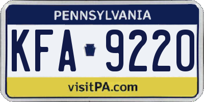 PA license plate KFA9220