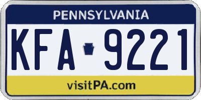 PA license plate KFA9221