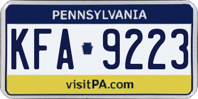PA license plate KFA9223