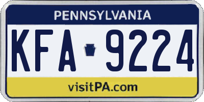 PA license plate KFA9224