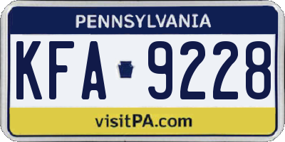 PA license plate KFA9228