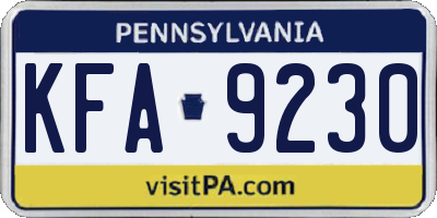 PA license plate KFA9230