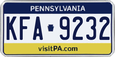 PA license plate KFA9232