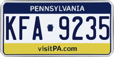 PA license plate KFA9235