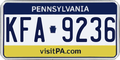 PA license plate KFA9236