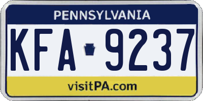 PA license plate KFA9237