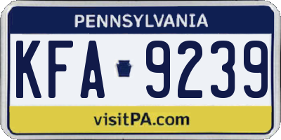 PA license plate KFA9239