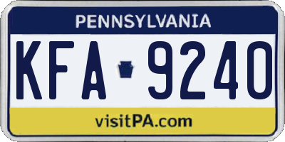 PA license plate KFA9240