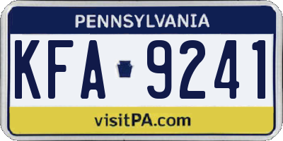 PA license plate KFA9241