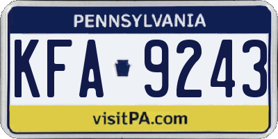 PA license plate KFA9243