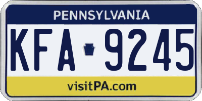 PA license plate KFA9245