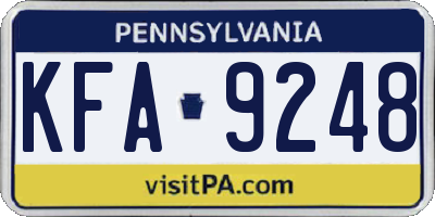 PA license plate KFA9248