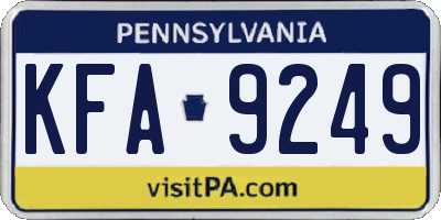 PA license plate KFA9249
