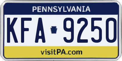 PA license plate KFA9250