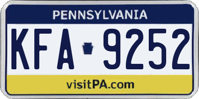 PA license plate KFA9252