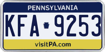 PA license plate KFA9253