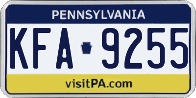 PA license plate KFA9255