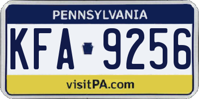 PA license plate KFA9256