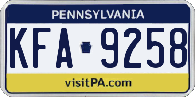 PA license plate KFA9258