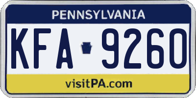 PA license plate KFA9260
