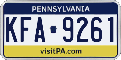 PA license plate KFA9261