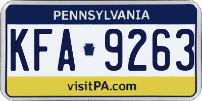 PA license plate KFA9263