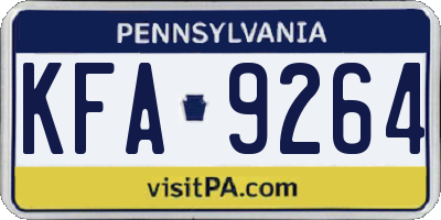 PA license plate KFA9264