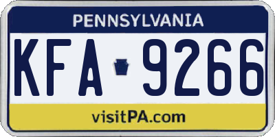 PA license plate KFA9266