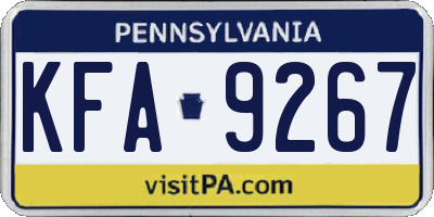 PA license plate KFA9267