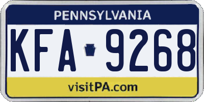 PA license plate KFA9268