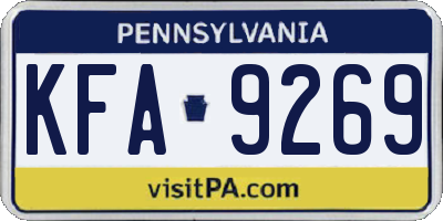 PA license plate KFA9269