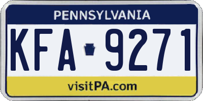 PA license plate KFA9271