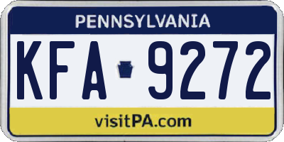 PA license plate KFA9272