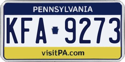PA license plate KFA9273