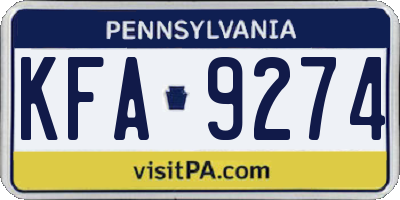 PA license plate KFA9274