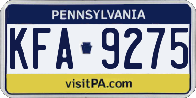 PA license plate KFA9275