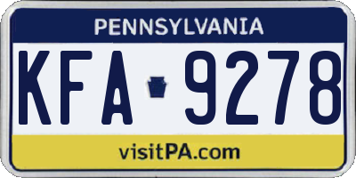 PA license plate KFA9278