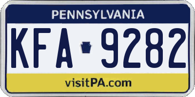 PA license plate KFA9282