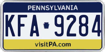 PA license plate KFA9284