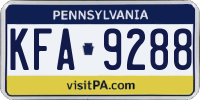 PA license plate KFA9288