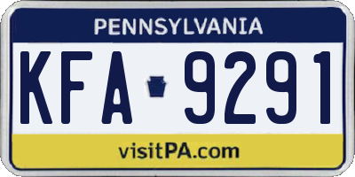 PA license plate KFA9291