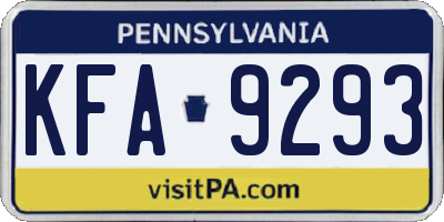 PA license plate KFA9293
