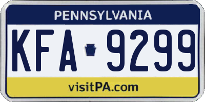 PA license plate KFA9299